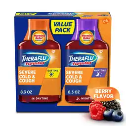 Walmart Theraflu Expressmax Severe Cough Cold and Flu Day and Nighttime Relief Medicine Syrup, Berry, 8.3 Oz offer