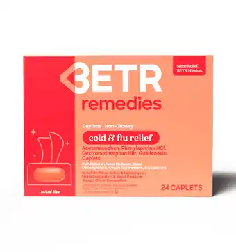 Walmart BETR Remedies Daytime Non-Drowsy Cold & Flu Relief, Fever Reducer, Multi-Symptom, 24 Tablets offer