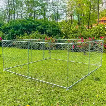 Walmart 10 x 10ft Large Metal Pet Dog Run House Kennel Cage Backyard Outdoor Dog Playpen Enclosure offer