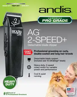 Walmart Andis Animal Pro Grade AG 2-Speed+ Detachable Blade Clipper, Black offer