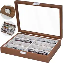 Walmart IAJXWI 8 Slots Sunglasses Organizer, Walnut Wood Eyeglass Glasses Storage Display Case offer