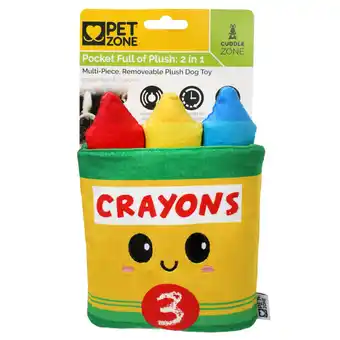 Walmart Pet Zone Crazy Crayons 2 in 1 Pocket Plush Squeaky Dog Toys for Small Dogs offer