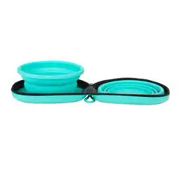 Walmart Pounce + Fetch Silicone Travel Double Bowl with Case W. Zipper 18oz offer