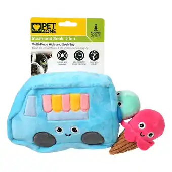 Walmart Pet Zone Ice Cream Truck Hide and Seek Plush Squeaky Dog Toys offer