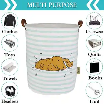 Walmart Howarmer Laundry Basket, Collapsible, Brown Cat, Cotton+PE+Leather offer