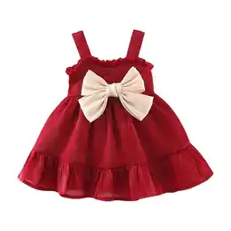 Walmart ameIAEA Toddler Baby Girl Summer Dress Sleeveless Strap Ruffle A-line Dress Bow Front Casual Dress offer