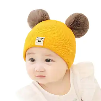 Walmart NUOLUX Autumn Winter Kids Hats Bear Ears Warm Wool Knitted Earmuffs Hat Baby Crochet Beanie (Yellow) offer