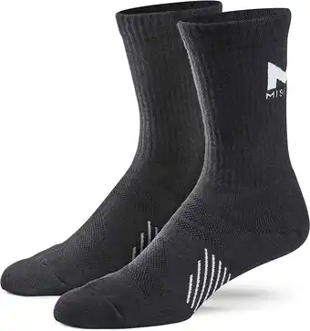 Walmart MISSION Performance Crew Socks Ventilated Heat Release, Unixex, 2 Pair, Black offer