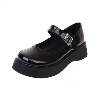 Walmart Facrlt Women's Vintage Mary Jane Doll Flat Leather Shoes offer