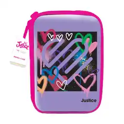 Walmart Justice Metallic Rainbow Graphic Hearts Zipper Pencil Case offer