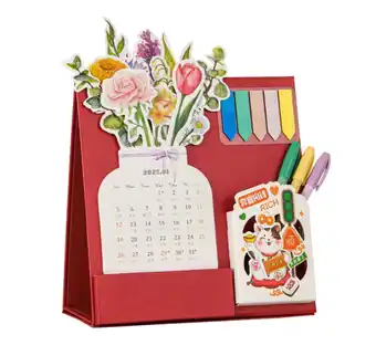 Walmart Dpityserensio 2025 Bloomy Flowers Desk Calendar Home Decoration Ornaments Planner Calendar offer