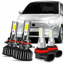 Walmart For Fiat 500 2012 - 2019 Combo 4X LED Headlight + Fog Light Lamp Bulbs Kit 6000K offer