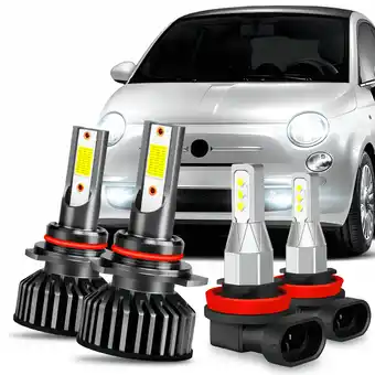 Walmart For Fiat 500 2012 - 2019 Combo 4X LED Headlight + Fog Light Lamp Bulbs Kit 6000K offer