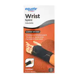 Walmart Equate Adjustable Copper Infused Wrist Splint Support, Black, One Size, Fits Left or Right offer