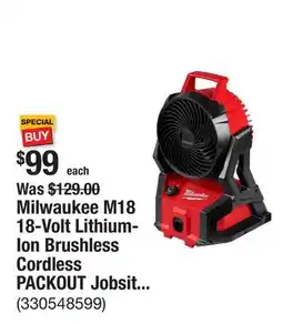 The Home Depot Milwaukee M18 18-Volt Lithium-Ion Brushless Cordless PACKOUT Jobsite Fan (Tool-Only) offer