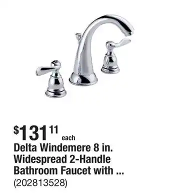 The Home Depot Delta Windemere 8 in. Widespread 2-Handle Bathroom Faucet with Metal Drain Assembly in Chrome offer