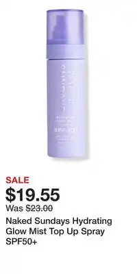 Ulta Beauty Naked Sundays Hydrating Glow Mist Top Up Spray SPF50+ offer