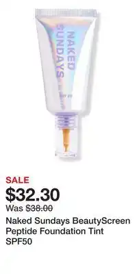 Ulta Beauty Naked Sundays BeautyScreen Peptide Foundation Tint SPF50 offer