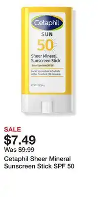 Ulta Beauty Cetaphil Sheer Mineral Sunscreen Stick SPF 50 offer