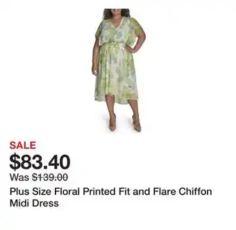 Belk Plus Size Floral Printed Fit and Flare Chiffon Midi Dress offer