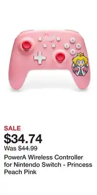 Game Stop PowerA Wireless Controller for Nintendo Switch - Princess Peach Pink offer