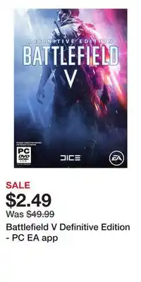 Game Stop Battlefield V Definitive Edition - PC EA app offer