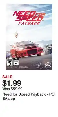 Game Stop Need for Speed Payback - PC EA app offer