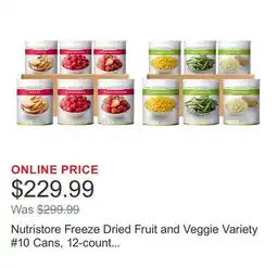 Costco Nutristore Freeze Dried Fruit and Veggie Variety #10 Cans, 12-count (250 Total Servings) offer