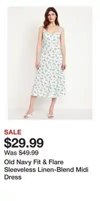 Old Navy Old Navy Fit & Flare Sleeveless Linen-Blend Midi Dress offer