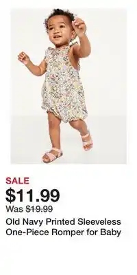 Old Navy Old Navy Printed Sleeveless One-Piece Romper for Baby offer