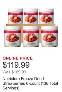 Costco Nutristore Freeze Dried Strawberries 6-count (138 Total Servings) offer