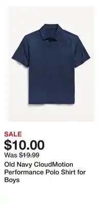 Old Navy Old Navy CloudMotion Performance Polo Shirt for Boys offer