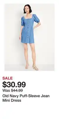 Old Navy Old Navy Puff-Sleeve Jean Mini Dress offer