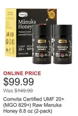 Costco Comvita Certified UMF 20+ (MGO 829+) Raw Manuka Honey 8.8 oz (2-pack) offer