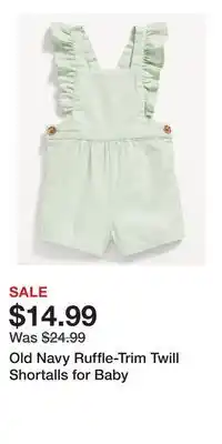 Old Navy Old Navy Ruffle-Trim Twill Shortalls for Baby offer