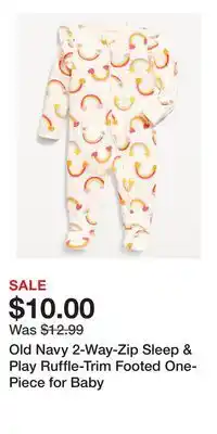 Old Navy Old Navy 2-Way-Zip Sleep & Play Ruffle-Trim Footed One-Piece for Baby offer