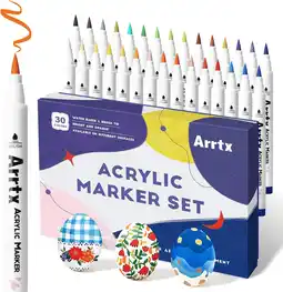 Walmart Arrtx Acrylic Paint Pens 30B Colors Brush Tip Acrylic Markers for DIY Project, Christmas Gift offer