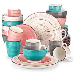 Walmart vancasso, Series Bella, 16-Piece Stoneware Dinnerware Set, Green Dinner Set, Service for 4 offer