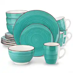 Walmart vancasso, Series Bella, 16-Piece Stoneware Dinnerware Set, Green Dinner Set, Service for 4 offer