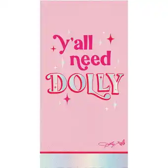 Walmart Dolly Parton Pink and Silver Foil Ya'll Need Dolly Guest Towels 16 Count offer