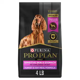 Walmart Purina Pro Plan Sensitive Skin and Stomach Dry Dog Food Turkey and Oatmeal, 4 lb Bag offer