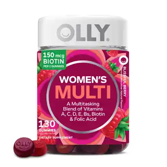 Walmart OLLY Women's Multivitamin Gummy, Vitamins A, D, C, E, Biotin, Folic Acid, Berry Flavor, 130 Ct offer