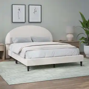 Walmart Hycliff Half Moon Upholstered Queen Platform Bed, Ivory, by Hillsdale Living Essentials offer