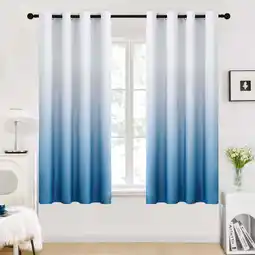 Walmart Deconovo Ombre Curtains for Bedroom 2 Panels, 52x63, White to Teal, Thermal Insulated Grommet offer