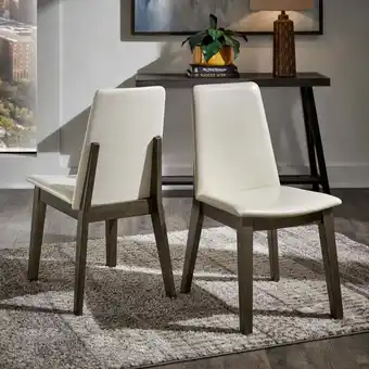 Walmart Weston Home Alta Wood Finish White Vegan Leather Dining Chair, Set of 2, Gray offer