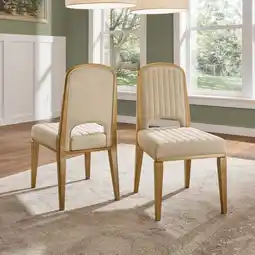 Walmart Weston Home Alta Wood Finish Cream Fabric Channel Stitching Dining Chair, Set of 2, Oak Wash offer