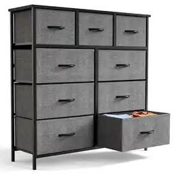 Walmart Yangming Fabric Dresser for Bedroom 9 Drawer, Grey offer