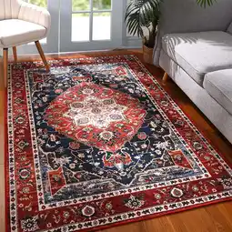 Walmart TWINNIS Boho Area Rug Vintage Rug Anti-Slip Persian Carpet for Living Room Bedroom,Red ,4'x6' offer