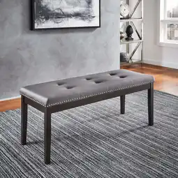 Walmart Weston Home Banford Velvet Tufted Nailhead Bench, Gray offer