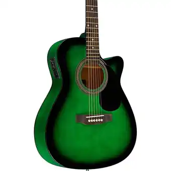 Walmart Rogue RA-090 Concert Cutaway Acoustic-Electric Guitar Green Blue Burst offer